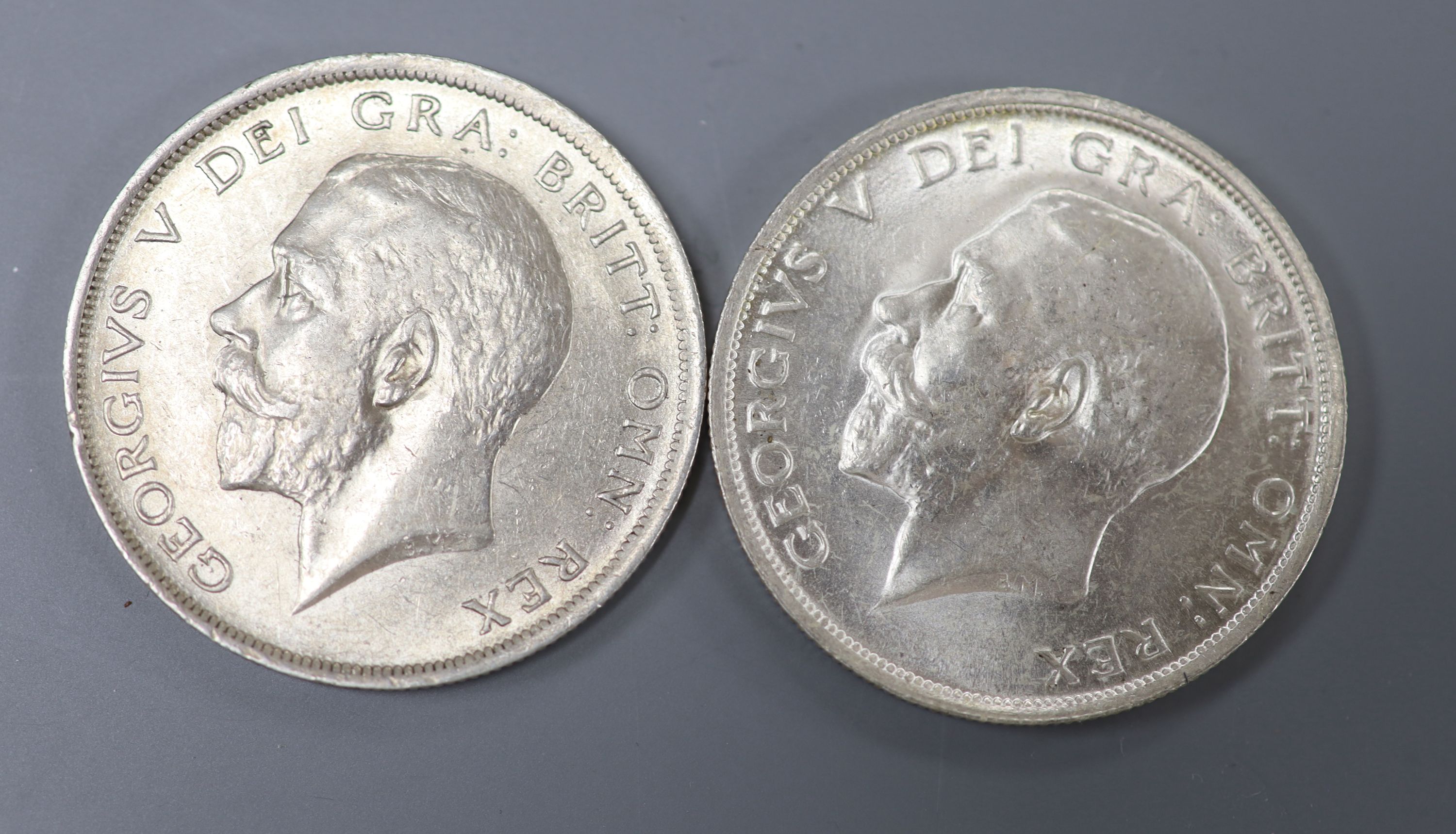 Two George V silver halfcrowns, 1916 and 1919, VF/GVF